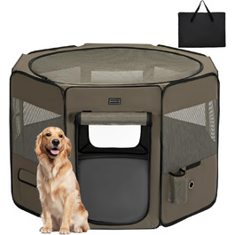 Кія для собак PETSFIT, вольєр для цуценят, розкладний, сірий, 116x106x72 см