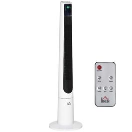 Вентилятор підлоговий HOMCOM 118 см з пультом, 3 режими, LED дисплей, таймер 12 год, білий (220-240V, 50W)
