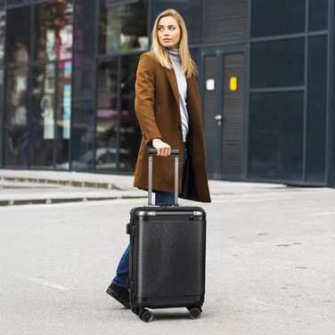 Набір валіз Tavoxda 3 шт., жорсткий корпус, TSA-замок, телескопічна ручка, чорний колір