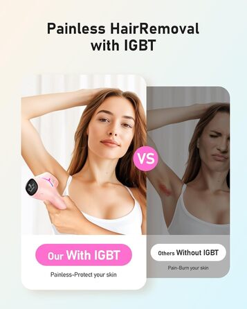 Пристрій для епіляції IPL Haarlosy - безболісна епіляція лазером, для дому, 9 рівнів, захист шкіри, для жінок та чоловіків, для обличчя, бікіні, тіла, білий (рожевий)