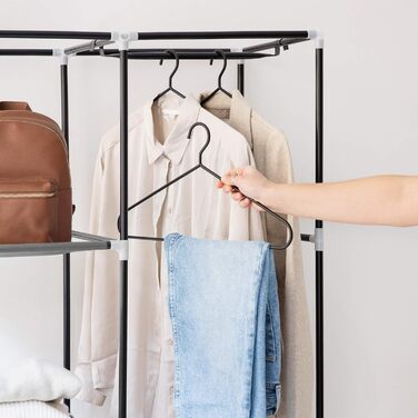 Navaris Fabric Wardrobe with Clothes Rail - Folding Wardrobe 88x170x45cm with Rail - Large, Stable Closet - Foldable Fabric Wardrobe made of Nonwoven Fabric in Light Grey (Anthracite)