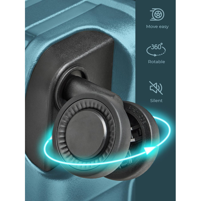 Чохол-валіза на колесах середнього розміру 66 см, розширюється до 75 літрів, з TSA-замком, з поліпропілену, 4 колеса, Collection 04, Ice-blue Metallic