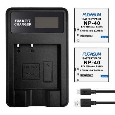 Акумулятор Casio NP-40 1500mAh (2 шт) + Зарядний пристрій LCD для фотоапаратів EX-Z1000, EX-Z1050, EX-Z1080 та ін.