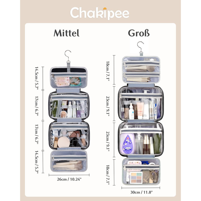 Косметичка для подорожей з петлею для підвішування для жінок – водонепроникна, з прозорим вікном, легка, рожева, середнього розміру (30x23x10 см)