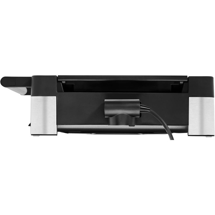WMF Lono Electric Table Grill with Glass Lid - Non-Stick Coated Plate, Removable Drip Tray, Dishwasher Safe, Matte Stainless Steel, 2200W Single