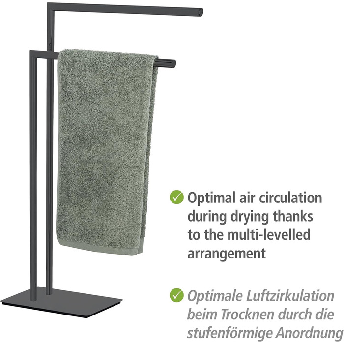Підставка для рушників WENKO Recco, чорна, з нержавіючої сталі, 48 x 80.5 x 20 см