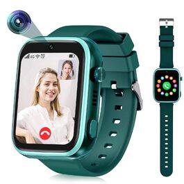 OKYUK Smartwatch для дітей 4G з GPS-трекером, двосторонніми дзвінки, SOS, стильний дизайн для хлопчиків та дівчаток 6-12 років (темно-зелений)