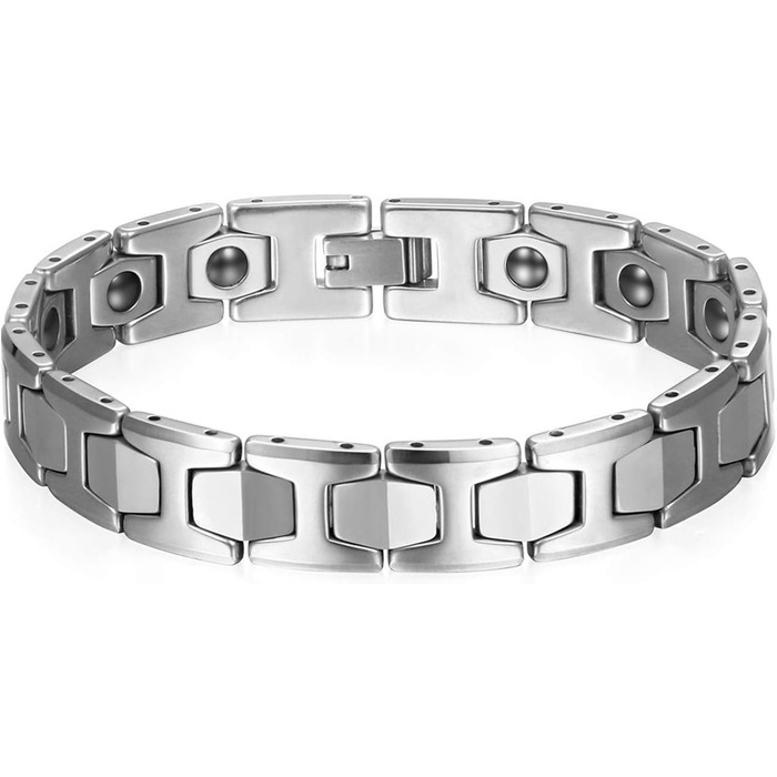 Чоловічий магнітний браслет JewelryWe з вольфраму та вольфрамового карбіду, 12 мм, шестигранний, масивний, полірований, глянсовий, срібний/золотий (срібний)
