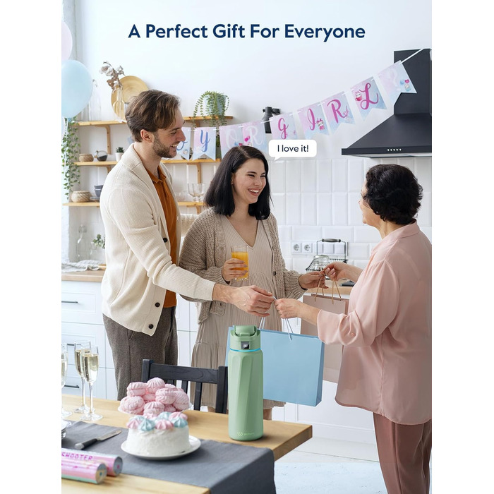 Розумна пляшка для води WATERH Boost з нагадуванням та трекером, 946 мл, нержавіюча сталь, зелена