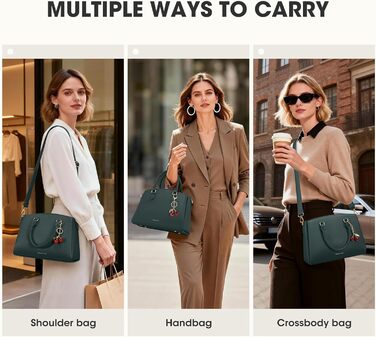 Сумка жіноча RAINSMORE середнього розміру з екошкіри, темно-зелена. Для планшета 11