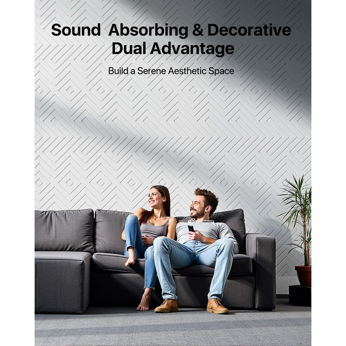 Акустичні панелі Soundsbay самоклеючі з поліестеру для звукоізоляції стін, 30x30x0,9 см, білий колір, 12 шт