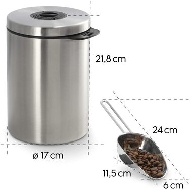 Контейнер для кави Xavax на 1 кг (з ложкою), нержавіюча сталь, герметичний, для зберігання кавових зерен