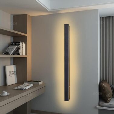 Long Villa Wall Lamp Black Waterproof IP65 Aluminum Acrylic Outdoor LED Wall Lamp for Gardens, Terraces, Bedrooms, Living Rooms, Indoor, 30cm/12w, Warm light (100cm/32w*1)