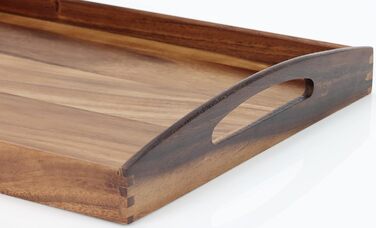 Zassenhaus Serving Tray Wood | rectangular | with carrying handles | 53×41×7cm | Tea Tray | made of sustainably grown acacia wood (pack of 2)