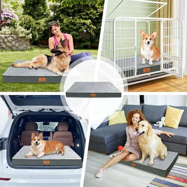 Orthopedic Dog Bed for Large Dogs, Waterproof Dog Cushion with Removable Washable Cover and Egg-Shaped Foam Filling, Breathable Dog Mat/Dog Mattress, XL (104x74x10cm)