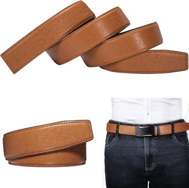 Чоловічий шкіряний ремінь Barry.Wang чорного кольору з автоматичною пряжкою (3 позиції), регульований бізнес-пояс, довжина 130 см, у подарунковій коробці