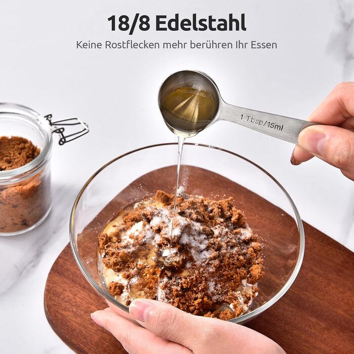 Набір мірних ложок U-Taste з нержавіючої сталі 18/8 (9 шт.) для випічки та приготування їжі
