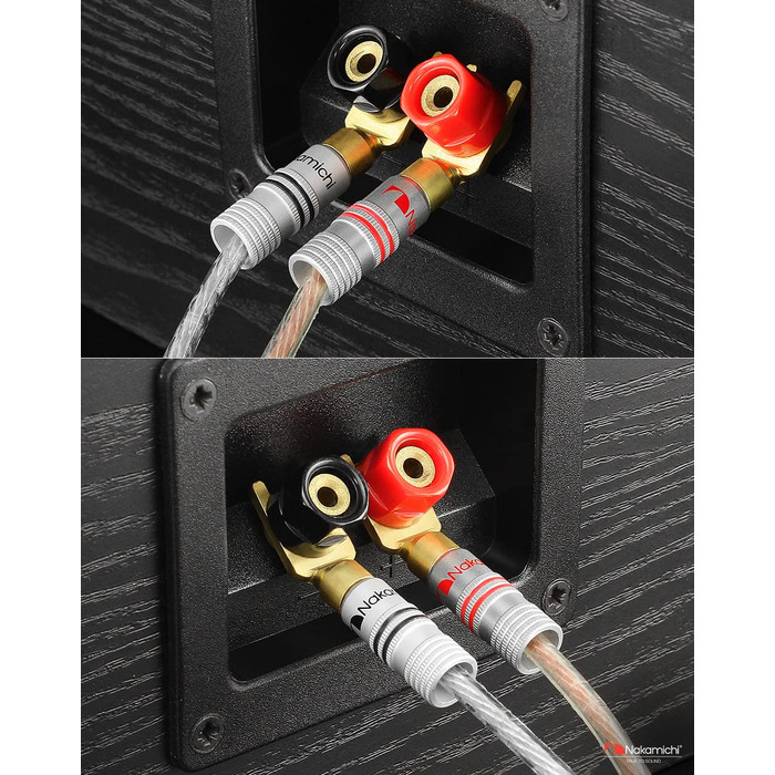 Позолочені бананові роз'єми Nakamichi 24K для акустичних кабелів 12-18 AWG, 4 мм для підсилювачів, Hi-Fi ресиверів та домашніх кінотеатрів, 4 шт (2 пари)