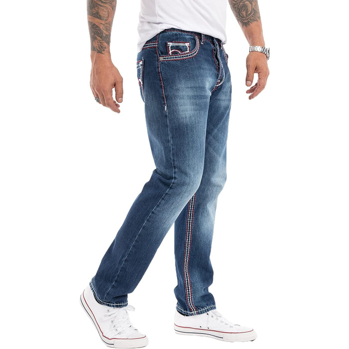 Чоловічі джинси Rock Creek RC-2056, темно-сині, вінтаж, щільні шви, розмір 42W/36L
