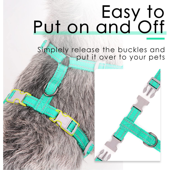 Шлейка для собак ThinkPet No-Pull, дихаюча, для маленьких, середніх та великих собак, регульована, м'яка, для прогулянок, з контролем, з підкладкою, світловідбиваюча (зелена, S, 1 шт.)