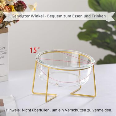 Підвищена годівниця для собак з скла - годівниця для собак з металевим підставкою - миска для їжі та води для маленьких та середніх собак та великих котів - 800 мл скляна велика