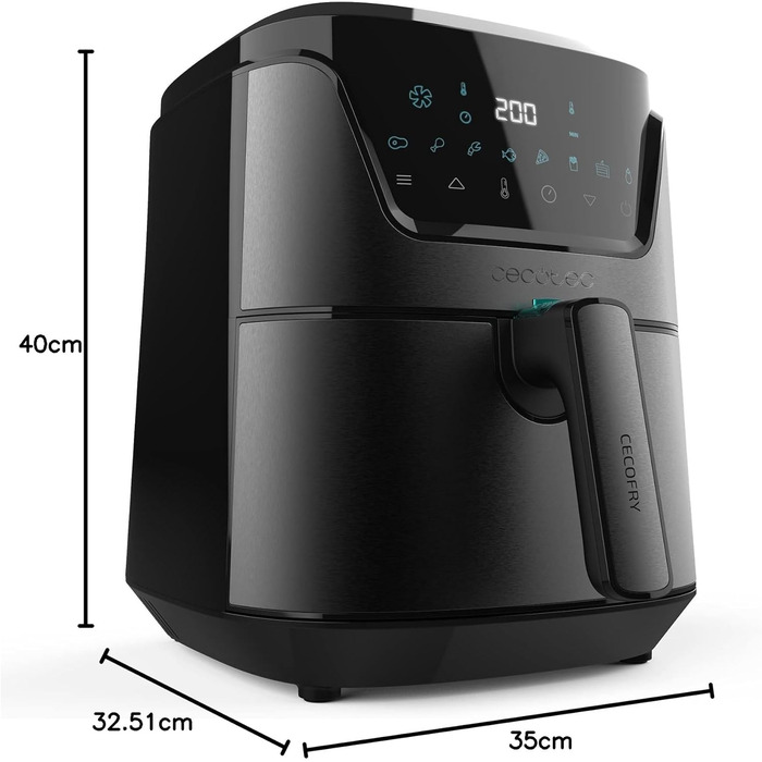 Фритюрниця Cecotec Cecofry Advance InoxDark 3.5L, 1500W, без олії, 8 режимів, PerfectCook, термостат, цифровий дисплей