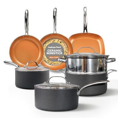 Набір посуду GOTHAM STEEL 12 предметів з антипригарним керамічним покриттям Chef Daniel Green, блакитний, без PFOA