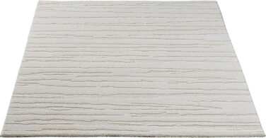 Килим Everest - сучасний коротковорсовий килим для вітальні та спальні з ефектом висоти-низькості, 3D-ефект, висока щільність ворсу та приємна м'якість, абстрактний дизайн, кремовий, 80 x 150 см