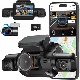 Відеореєстратор автомобільний HUPEJOS KI Dashcam V8Pro 4-камерний з монітором водія, 3K+ 3*1080P, 360°, WiFi, GPS, CPL, 128GB, 24H парковка