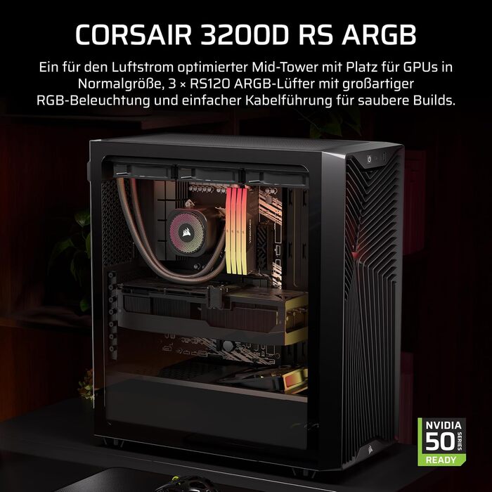 Корпус для ПК Corsair 3200D RS ARGB Mid-Tower ATX, чорний