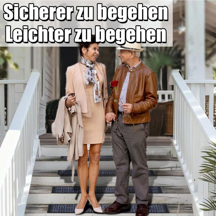 Гумові килимки на сходи AuCUDA 6 шт, 76x22 см, зовнішні, антиковзкі, стійкі до погодних умов, сірі смужки