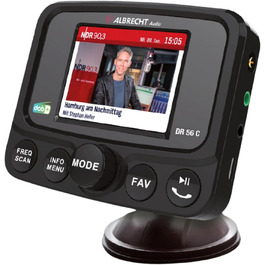 DAB+ адаптер Albrecht DR 56 C для автрадіо з FM-трансмітером, музичний стрімінг, кольоровий дисплей, чорний