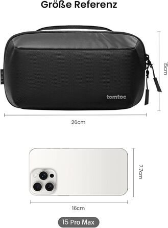 tomtoc Cable Bag Accessory Pouch, Electronics Accessories Cable Organizer Bag Tech Pouch, Travel Cable Bag for Charging Cables, External Hard Drive, MacBook Adapter, Charger, Power Bank, SD Cards, Black