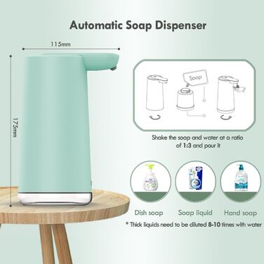 Frohsun Automatic Touchless Soap Dispenser - Rechargeable, 350ml, Motion Sensor, Adjustable Foam Volume, IPX7 Waterproof - for Kitchen, Bathroom & Hotel Use