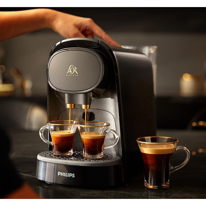 Philips Coffee Capsule Machine LM8012/60 - Double Shot, double enjoyment, 1 or 2 cups, Ristretto, Espresso, Lungo or Grand Café Long, double capsule, genuine espresso quality, piano black