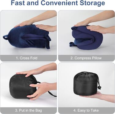 Подушка для шиї TALLGO з піною з пам'яті: зручна, регульована, для подорожей (літак, авто, дім), блакитна