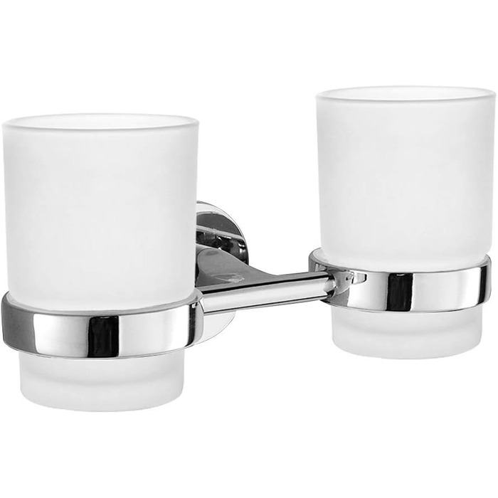 PHOEWON Cup Holder Bathroom 304 Stainless Steel Toothbrush Holder Wall Double Toothbrush Cup Holder, Brushed