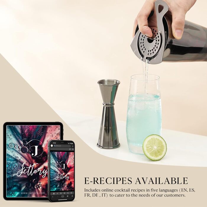 Boston Shaker Set - 4-Piece Cocktail Shaker Kit with 18/28 oz Boston Shaker Stainless Steel, Hawthorne Strainer, and Jigger, in a Stylish Gift Box - Ideal for Home Bar Use (Black).