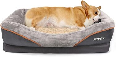 JOYELF XLarge Memory Foam Dog Bed, Orthopedic Dog Bed & Sofa with Removable Washable Cover and Squeaky Toy as a Gift (L 80 x W 56 x H 18 cm)