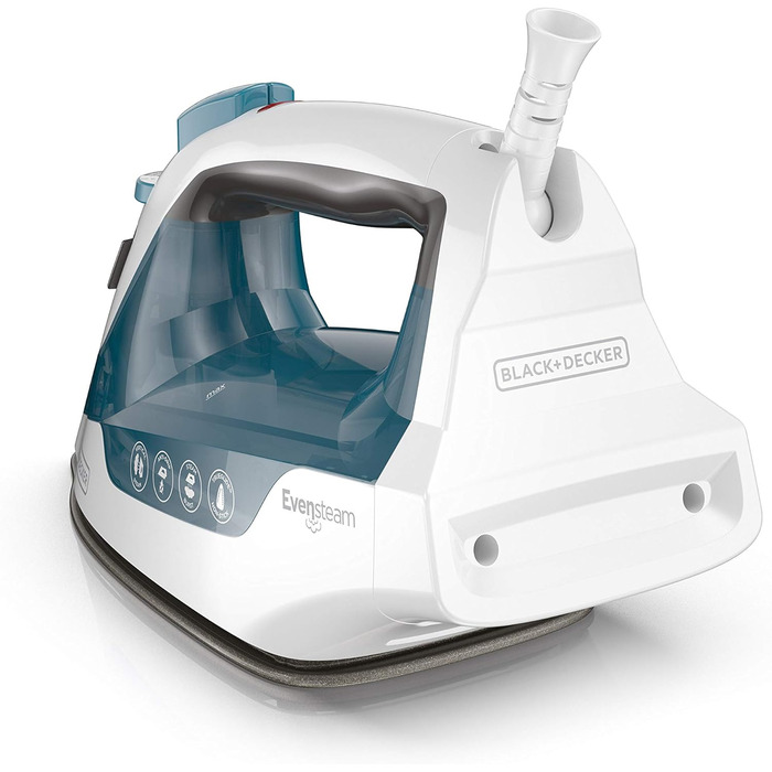 Праска з парою Black+Decker IR06VC: компактна, EvenSteam, антипригарна підошва, блакитно-біла