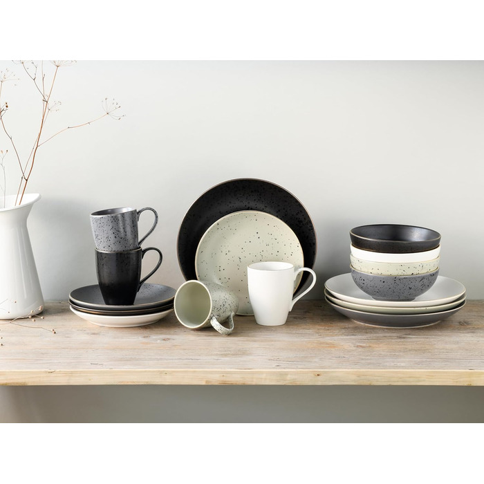 CreaTable Серія INDUSTRIAL GOLD: 16-частинний набір посуду для 4 осіб (сірий), з каменю, для духовки та посудомийної машини