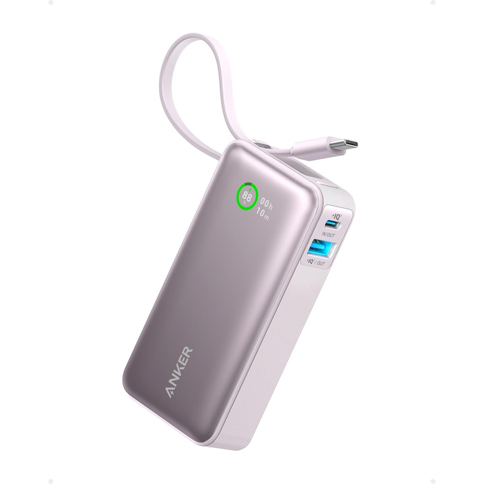 Powerbank Anker Nano 10000mAh з USB-C кабелем, 30W PD, USB-A, для iPhone, MacBook, Galaxy, iPad, AirPods (фіолетовий)