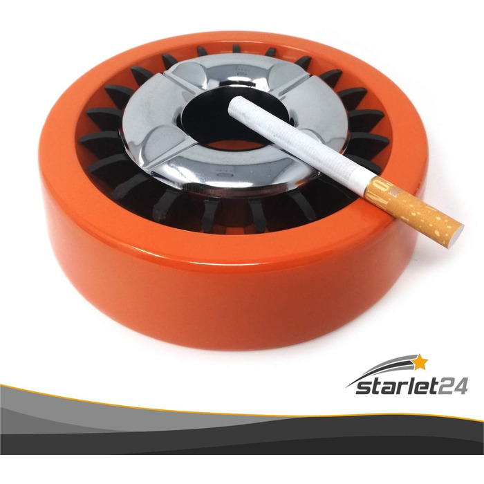 Starlet24 металевий вітростійкий попільничка для вулиці, плоска, кругла, помаранчева, набір 5 шт.
