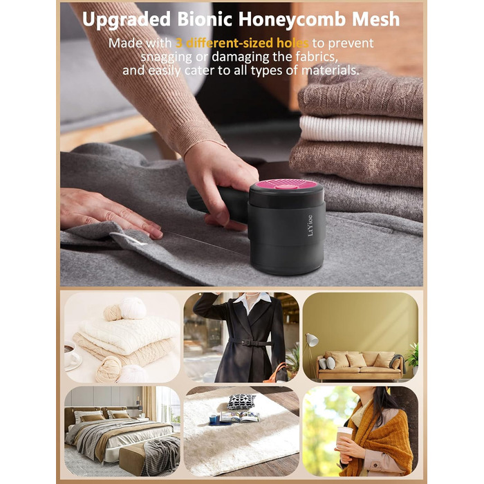 Електричний видалення ворсу LtYioe - портативний пристрій для видалення ворсу з USB-зарядкою, з магнітним кріпленням, потужний, для різних тканин (рожевий)