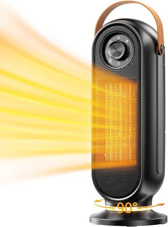 Електричний обігрівач для дому, офісу та спальні, 1500W, з термостатом, тихий, чорний