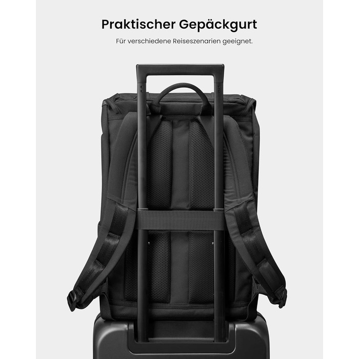 tomtoc Laptop Backpack for Women and Men, Vintage Daypack Daypack Casual Backpack with 22 Liters for Everyday Use, Leisure, University, School, Classic Backpacks Fits 13-15.6 inch Laptops, Black (Black)