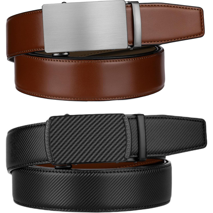 Чоловічий шкіряний ремінь Zitahli з автоматичною пряжкою (Imperial Black/Tan, 85-120 см)