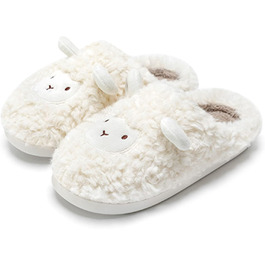Тапочки халатні для дому та вулиці, плюшеві, у вигляді овечки, білі, 38-39