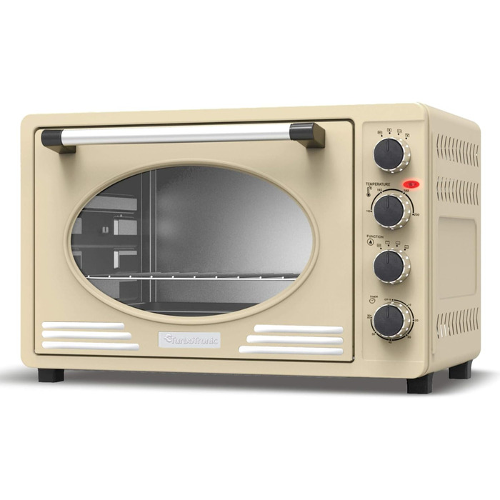 Міні-піч Turbotronic Retro 45л з конвекцією, 2000Вт, бежевий – електрична ретро духовка, гриль, піца-піч