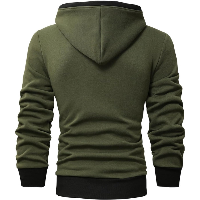 Світшот JMIERR чоловічий з капюшоном, теплий, з кишенею, бавовна, колір зелений